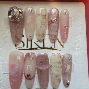 Virgo high-quality handcrafted reusable press on nails.
